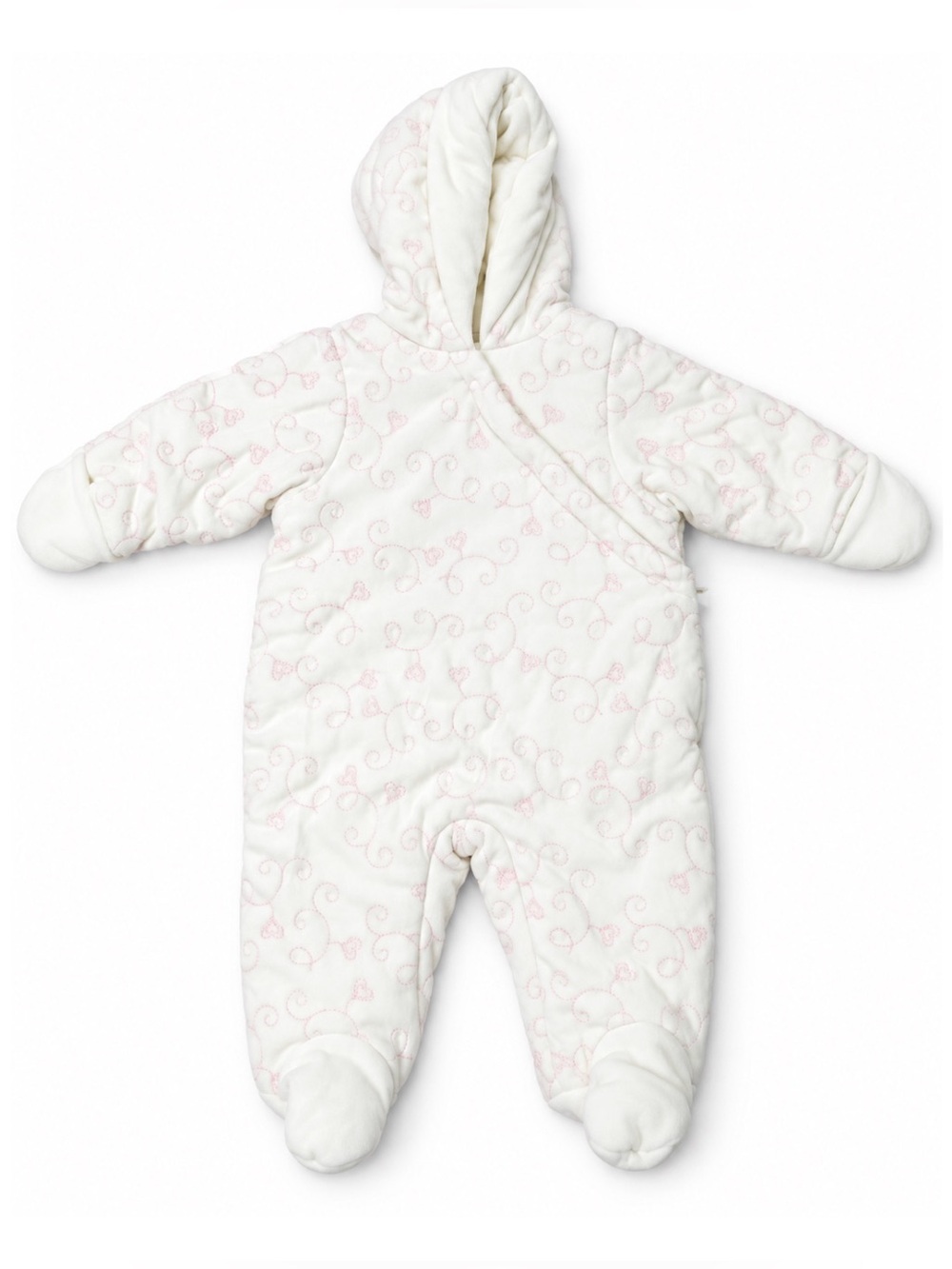 First Impressions Cream & Pink Floral Vines Graphic Hooded Snowsuit Baby 6-9M